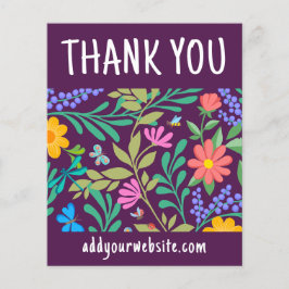 Floral Roxo Bonito Obrigado Pelo Seu Folheto De En
