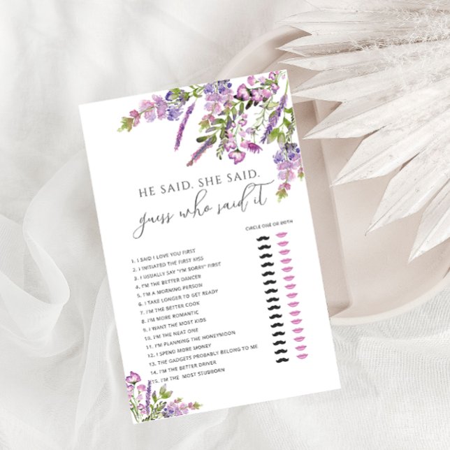 Floral Roxo Disse Que Disse Jogo De Chá de panela (Criador carregado)