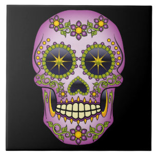 Floral roxo do crânio do açúcar