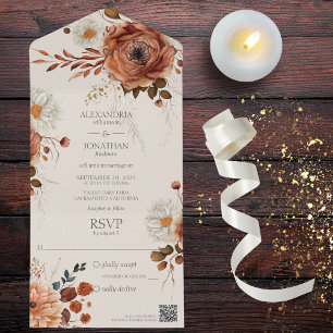 Floral Russo de outono em Código QR bege