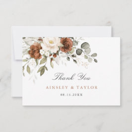 Floral Rust Cream Greenery Cartões de agradeciment