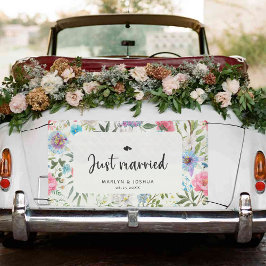 Floral Rustic Recem casados Sr. e Sra. Wedding Car