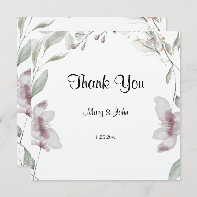 Floral Script Love Heart Wedding (Frente/Verso)