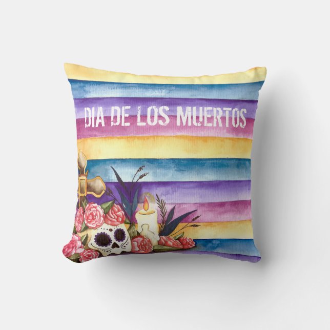 Floral Skull Dia de los Muertos | Almofadas Throw (Frente)
