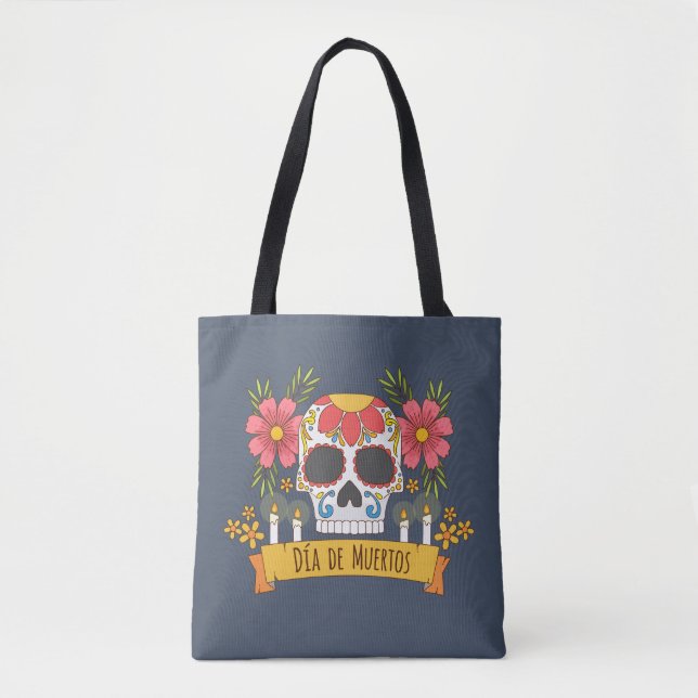 Floral Skull Dia de los Muertos | Bolsa Tote (Frente)