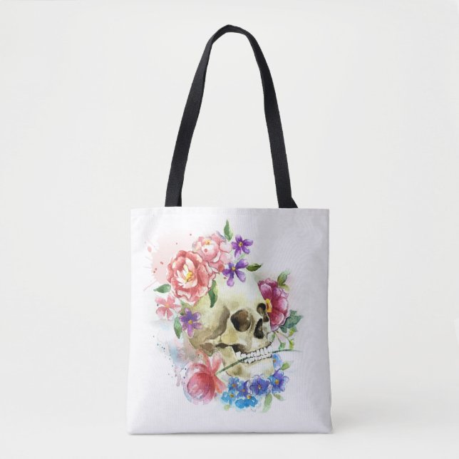 Floral Skull Dia de los Muertos | Bolsa Tote (Frente)