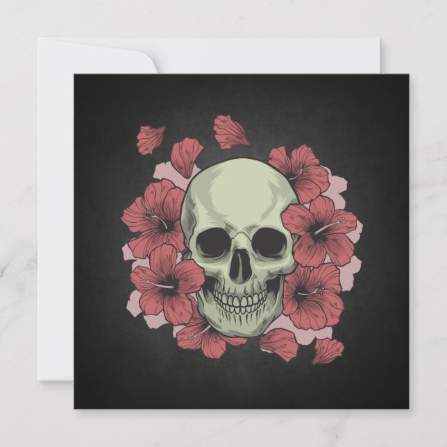 Floral Skull Dia de los Muertos | Convite de festa (Frente)