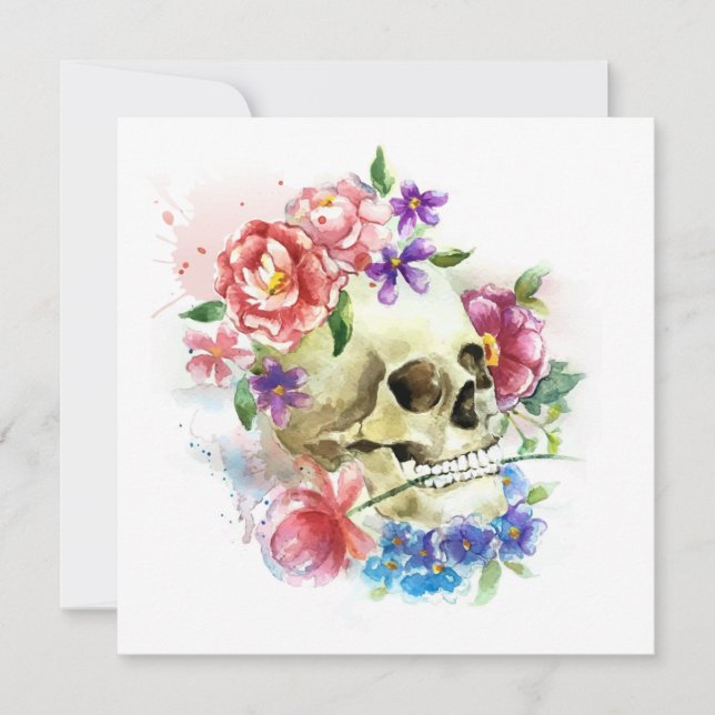 Floral Skull Dia de los Muertos | Convite de festa (Frente)