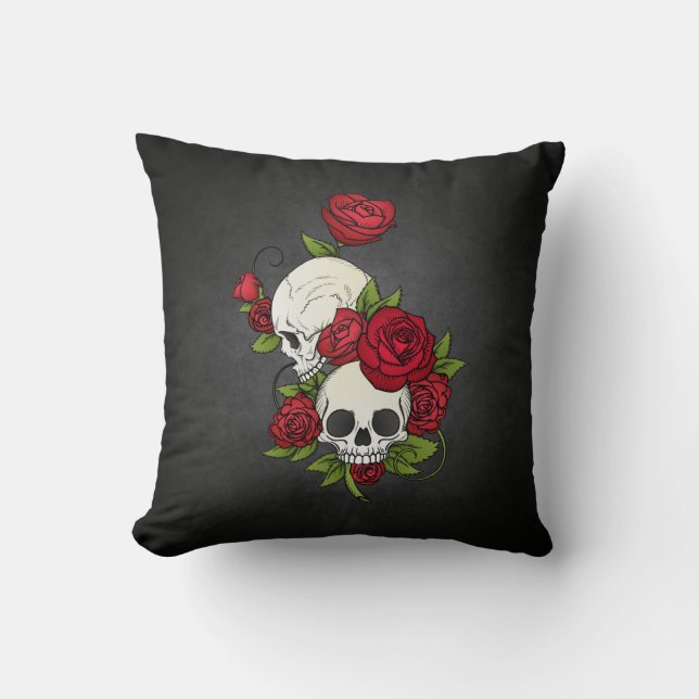 Floral Skulls Dia de los Muertos | Almofadas Throw (Frente)