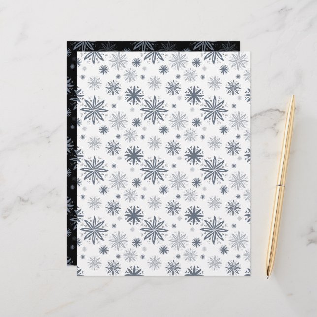 Floral Snowflake White e Black Scrapbook (Frente/Verso In Situ)