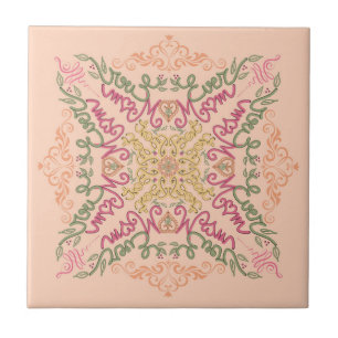 Floral Soft pêssego caleidoscópico Script Melhor M