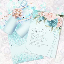 Floral Sparkles Sweet Six Teal ID912