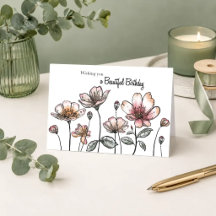 Floral Suave — Cartão de Aniversário