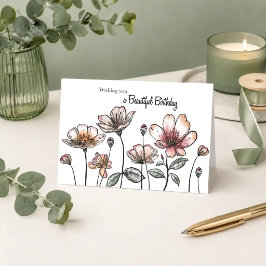 Floral Suave — Cartão de Aniversário
