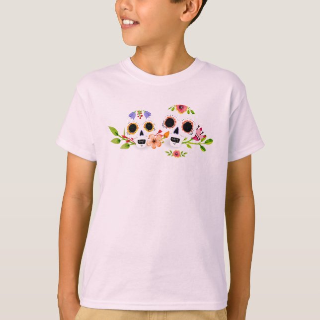 Floral Sugar Skulls Dia de Muertos | Camisa Capa (Frente)