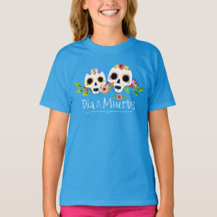 Floral Sugar Skulls Dia de Muertos   Camisa Capa