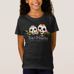 Floral Sugar Skulls Dia de Muertos Camiseta