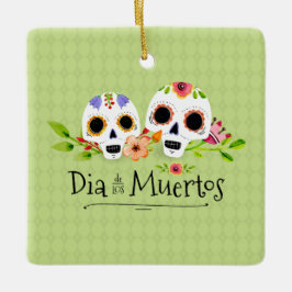 Floral Sugar Skulls Dia de Muertos | Ornamento