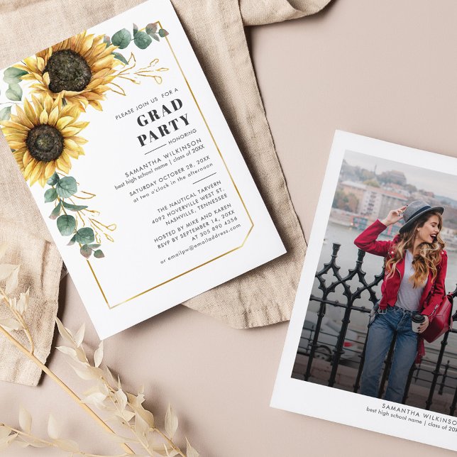 Floral Sunflower Eucalyptus 2025 Festa de formatur (Criador carregado)