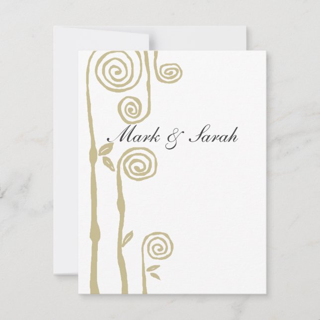Floral Swirls Taupe RSVP (Frente)