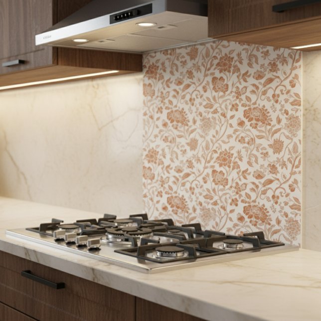 Floral Terracotta Toile Pattern (Add a touch of rustic charm to your home with this Floral Terracotta Toile Pattern Ceramic Tile! )