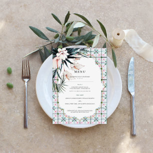 Floral Tiles Moroccan Tropical Wedding Menu