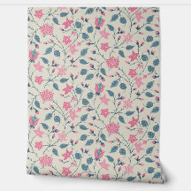 Floral Trepadeira - Paisley - Rosa Suave e Azul De