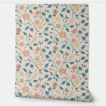 Floral Trepadeiro - Paisley - Pêssego e Azul Empoe