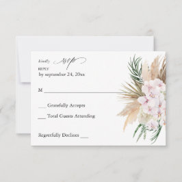 Floral Tropical Boho Verde sem Refeição RSVP 2