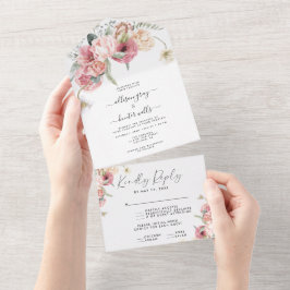 Floral Tudo Em Um Convite De Casamento