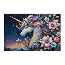 Floral Unicorn Night Fantasy