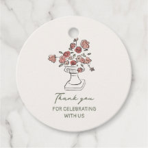 Floral Urn Obrigado A Favorecer Etiquetas