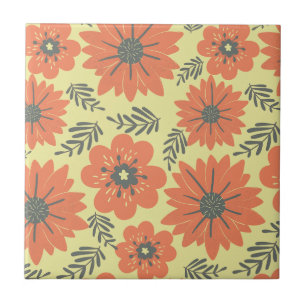 Floral Verde Amarelo Laranja Retroativo