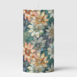 Floral Verde Azul Branco Pêssego