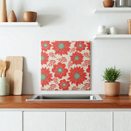 Floral Verde Vermelho Retroativo
