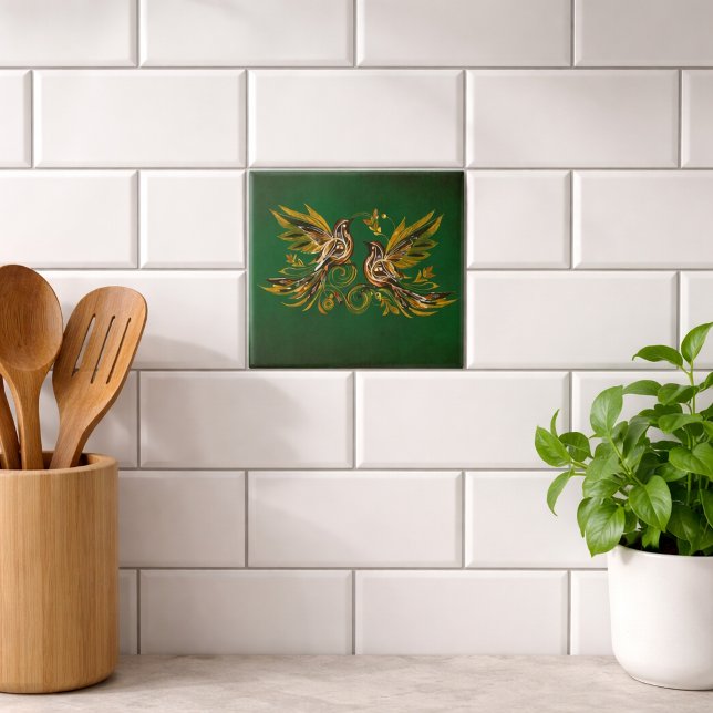 Floral Verde Vintage Bird (Criador carregado)