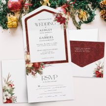 Floral Vermelho de Damasco de Natal Elegante