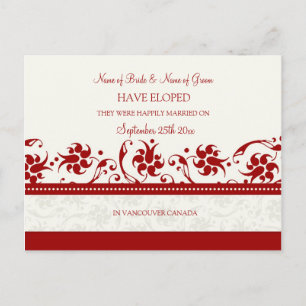 Floral vermelho dos cartão do anúncio do Elopement