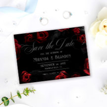 Floral Vermelho Preto Elegante Salve O Convite De