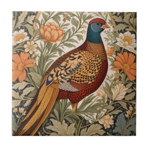 Floral Vintage Faisão Inspirado em William Morris