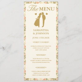 Floral Vintage Ivory Wedding Dinner Menu Card