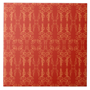 Floral Vintage Laranja em Contorno de Flor de Papo