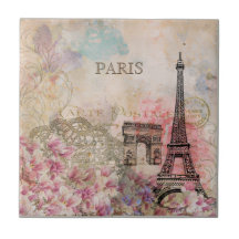 Floral Vintage Paris Torre Eiffel Efêmera