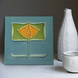 Floral Wall Decor Art Nouveau Vintage Abstract Cer