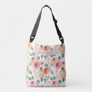 Floral Watercolor Bolsa Fllowers Crossbody Bag