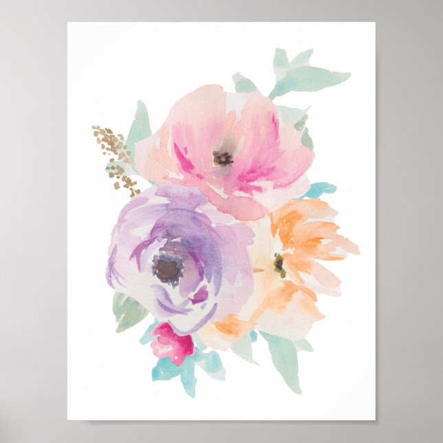 Floral Watercolor Bouquet Poster II (Frente)