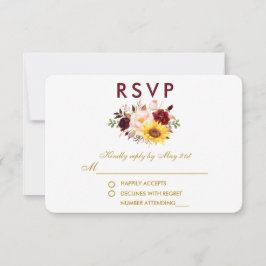 Floral Watercolor Burgundy Dourada RSVP