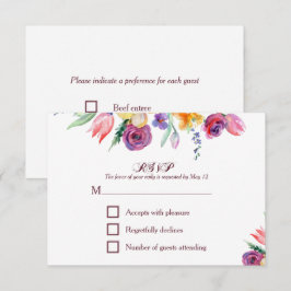 Floral Watercolor em branco, RSVP e Menu