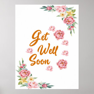 Floral Watercolor Obtenha Bem Logo Poster