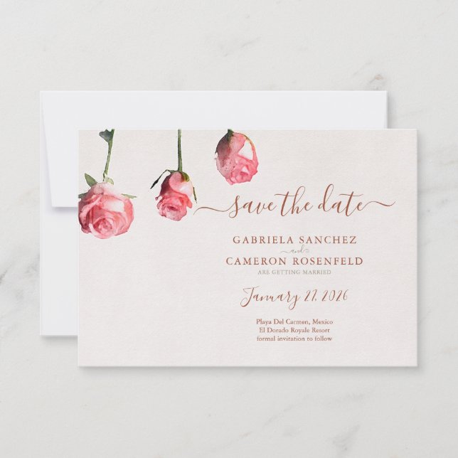 Floral Watercolor Rosas Terracotta Wedding (Frente)
